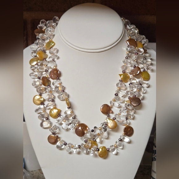 3 Standar Quartz Genuine Peral Necklace / Sterling Clasp Free Pearl Earrings - Picture 5 of 17